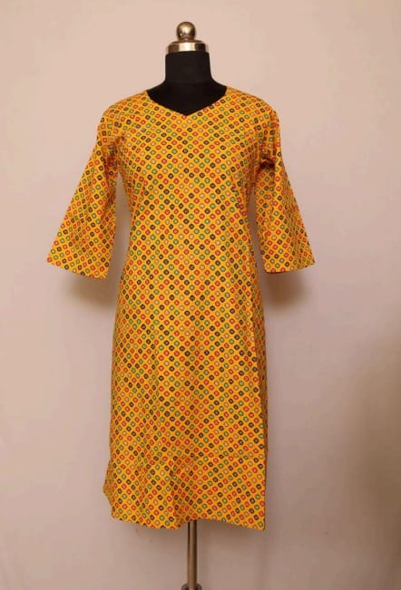 Cotton Collar Kurti With Sleeves