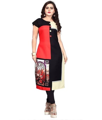 AK FASHION MALL Pack of 1 Crepe Printed Straight Women's Kurti - ( Multicolor )