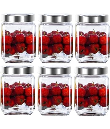 CROCO JAR - Silver Glass Food Container ( Pack of 6 )