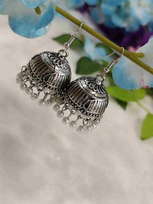 Antique Silver Plated Jhumka Earring-AER 4191