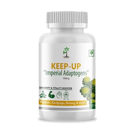 Humming Herbs Keep UP Imperial Adaptogen 500mg | Natural Stress Relief, Immunity & Vitality Booster Supplement, 90 Capsules