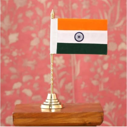 BRASS India National FLAG Memento Sculpture Home Office Desk Artwork Showpiece Rare (1452)