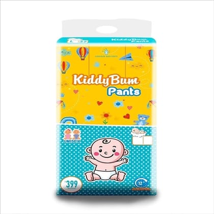 Kiddy Bum Baby Diaper Pants | Super Absorbent & Soft Comfortable | Fit for Active Babies, Size L,| Pack of 32 (L) |