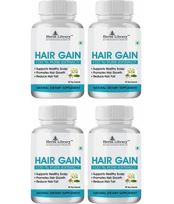 Herbs Library Hair Gain, Herbal Supplement For Hair Growth, 60 Capsules Each(Pack of 4)