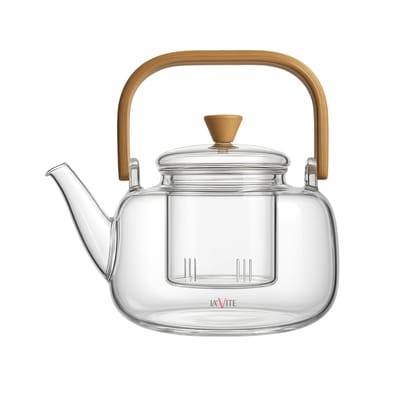 Premium Borosilicate Glass Teapot with Bamboo Handle, Lid & Infuser | Heat-Resistant Tea Kettle (800ml)