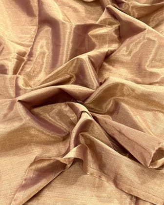 Artistic Maheshwari Pure Tissue Silk Saree Peachy Tan