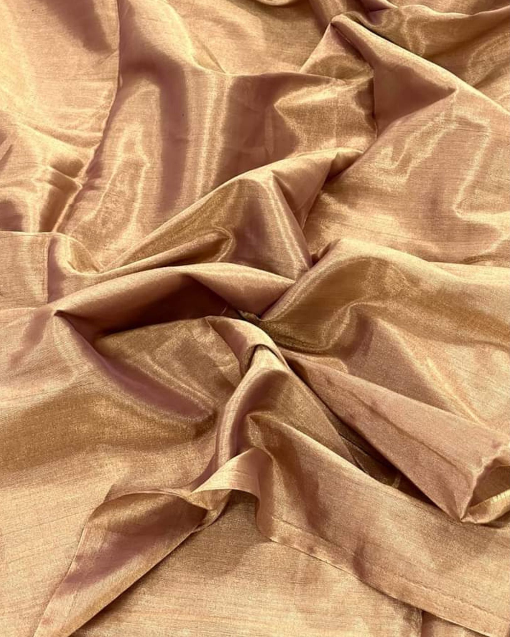 Artistic Maheshwari Pure Tissue Silk Saree Peachy Tan