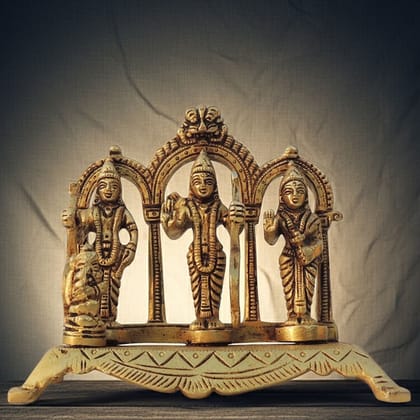 Brass Ram Darbar God Idol Statue | Traditional Indian Brass Murti, Height : 5 Inch (BSMAS800 A)