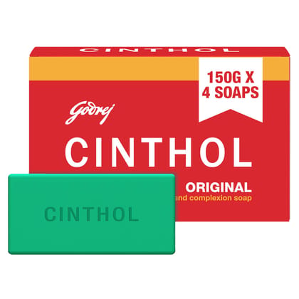 Cinthol Original Soap, 100g (Pack of 12) | Germ Protection | Soaps For Bath | Grade 1 Soap | For All Skin Types Cinthol Original Soap, 100g (Pack of 12) | Germ Protection | Soaps For Bath | Grade 1 Soap | For All Skin Types - 150 g (Pack of 4)
