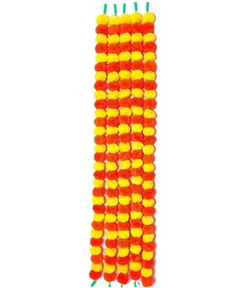 Green plant indoor - Multicolor Marigold Artificial Garland ( Pack of 5 )