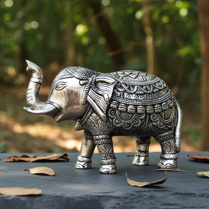 Aluminium Showpiece Elephant Silver Statue (ASMAS224 S)