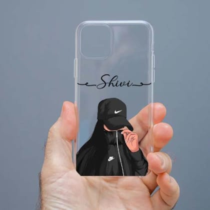 Personalized Cute Girl Transparent Silicon Case Customised with Name for Oppo, Vivo, Redmi, Realme, Poco, Mi, OnePlus, Samsung, iPhone, and More - design 81