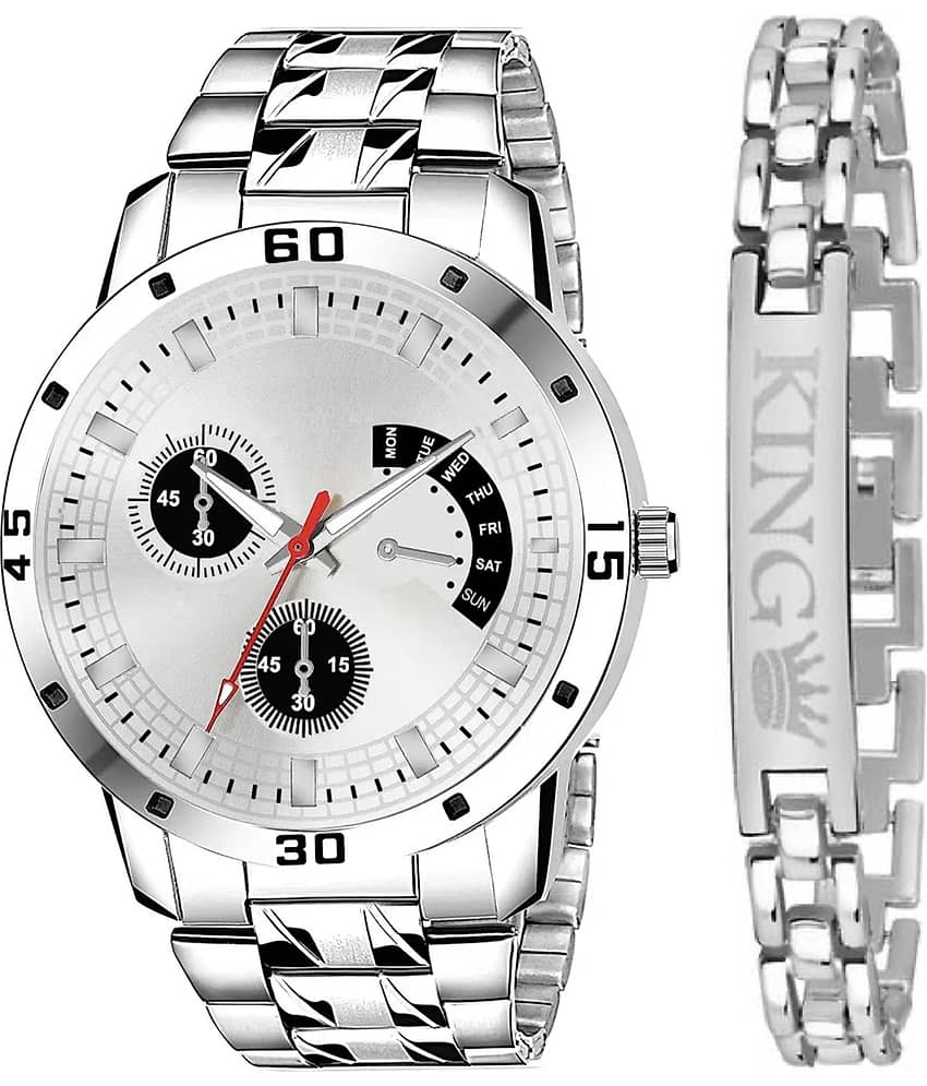 Shivark Silver Stainless Steel Analog Men's Watch