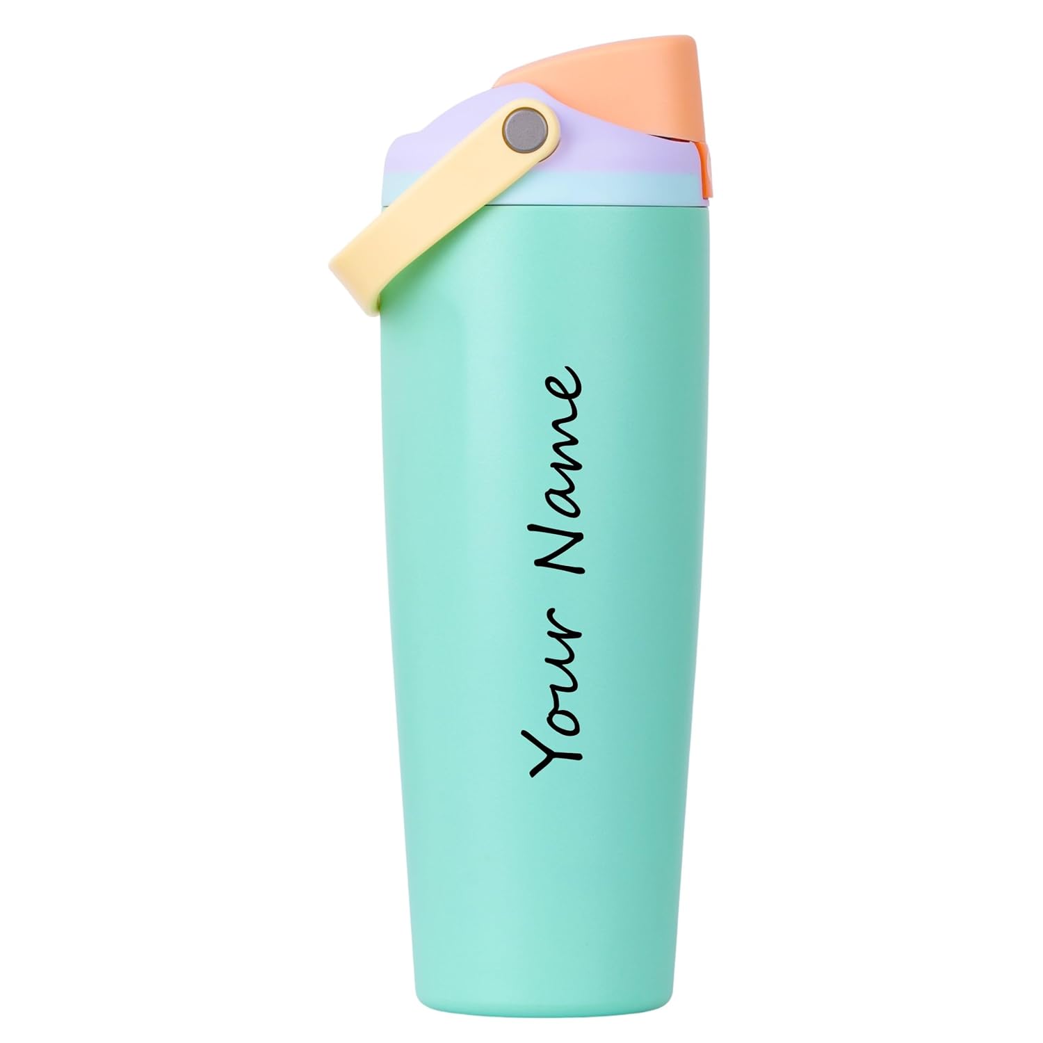 with Your Name, 1200ml Tumbler with Straw - Handle – Stainless Steel Double Wall Insulated Cup | Leakproof Sipper Mug for Hot - Cold Drinks | Coffee - Water Tumbler (CANDY HAZE PERSONALISED)