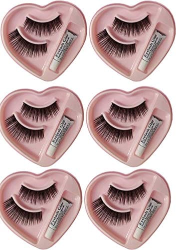 Elecsera Bonjour False-Fake Eyelashes With Glue Set Natural (Pair of 6)