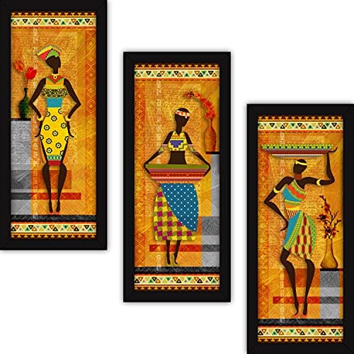 Wall Paintings For Living Room With Glass - Tribal Abstract Home Decor Large Art Bedroom -Set of 3