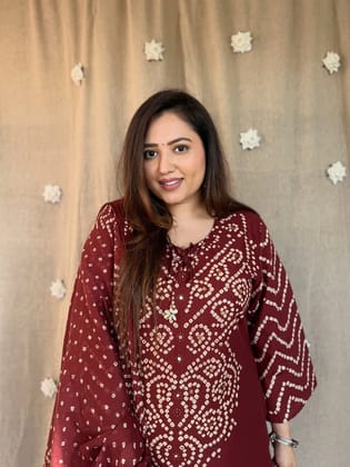 Bandhani Discharge Printed Suit Set Bandhani Discharge Printed Suit Set