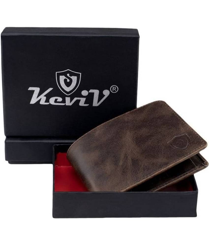 Keviv Leather Solid Men's Regular Wallet With 5 Slots For Card ( Brown , Pack of 1 )