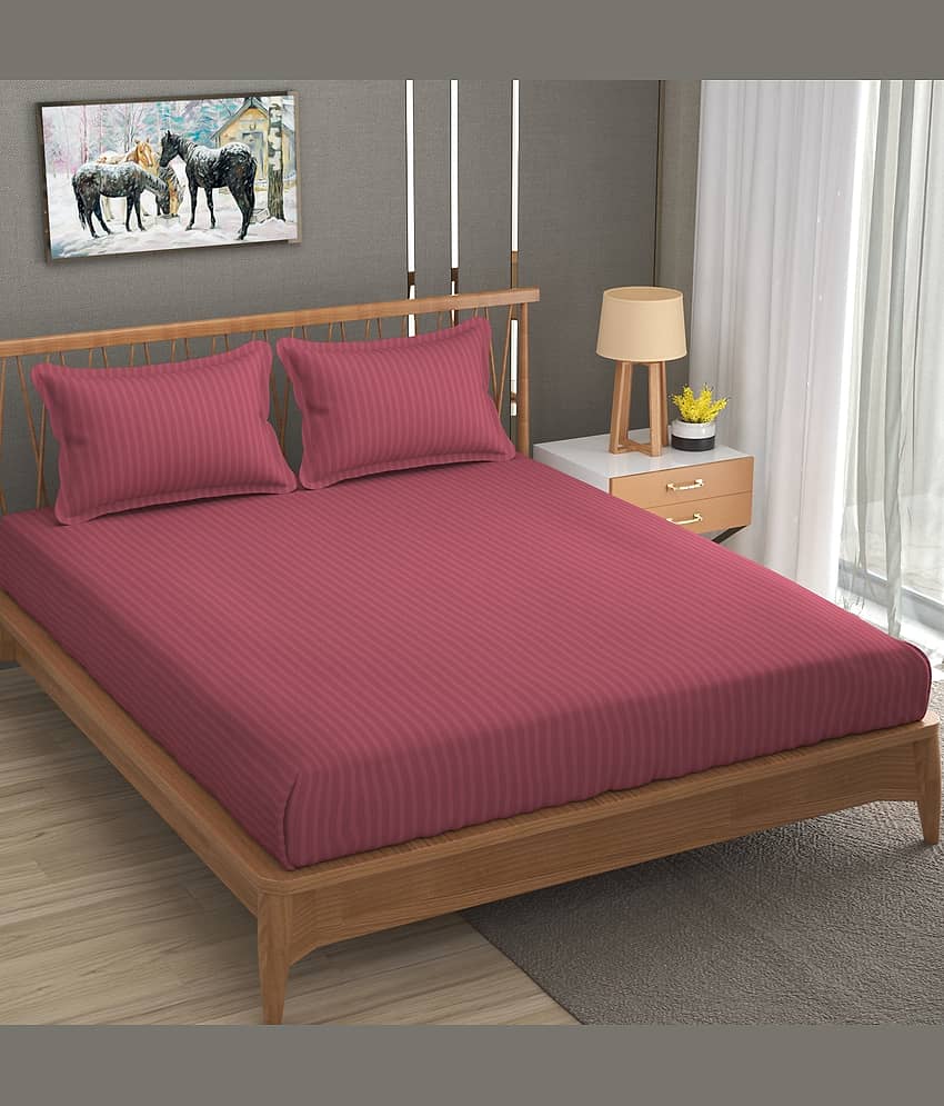 Homefab India Microfiber Double Bedsheet ( Pink )