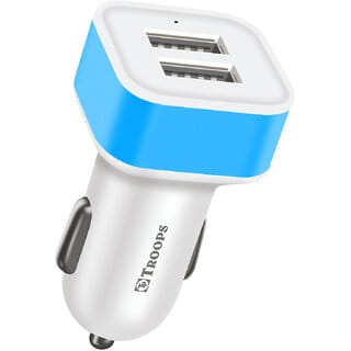 TP TROOPS Dual Port Car Charger, 20W Quick Charging, 2.4A, Dual USB Port Output, Fast Charge, Smart IC Protection