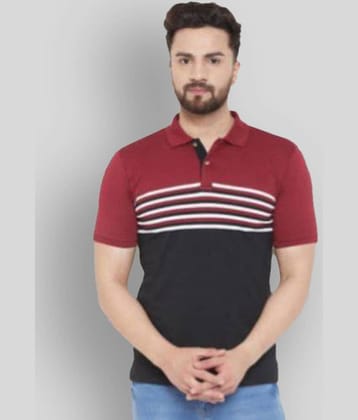 AUSTIN WOOD Pack of 1 Cotton Blend Regular Fit Striped Half Sleeves Men's Polo T Shirt ( Black )