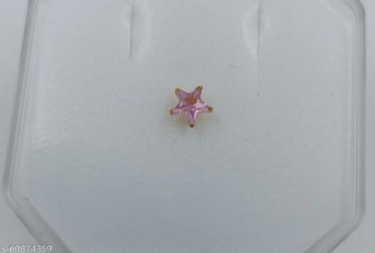 Beautiful Gold Plated Nose Pin Crytal Stone Five Star Peach Wedding Nose Ring Fashion Gift Jewellry Pack of 1