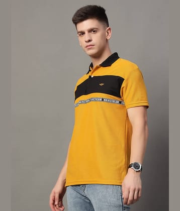 GET GOLF Pack of 1 Cotton Blend Regular Fit Colorblock Half Sleeves Men's Polo T Shirt ( Mustard )