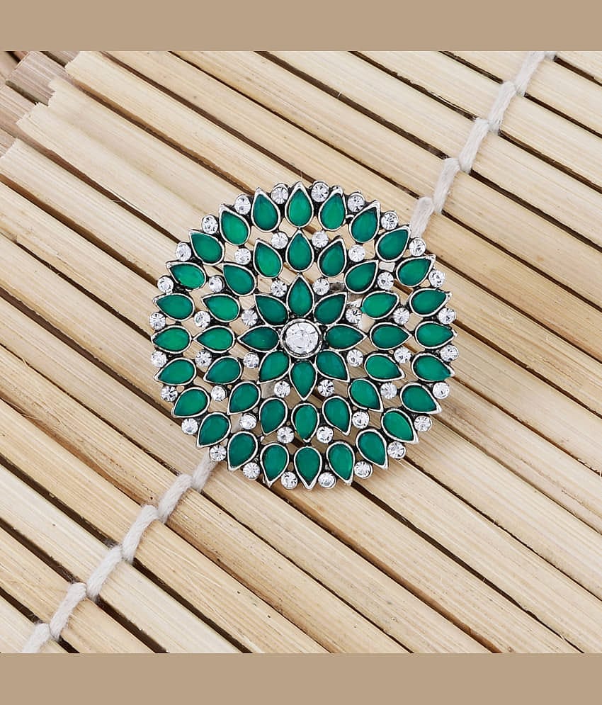 Classic Fancy Look Adjustable Silver Tone Finger Ring For Women And Girl