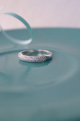Sequence Studded Rose Gold Plated Sterling Silver Band-US 5 = 15.6mm Diameter / Silver