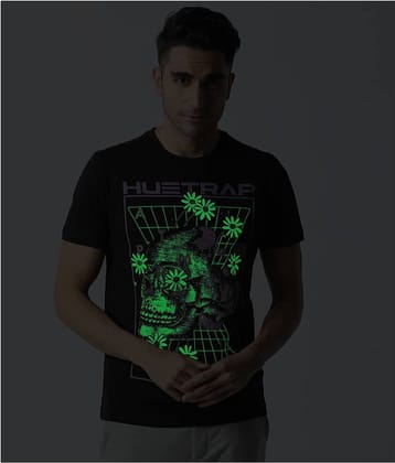 Huetrap Cotton Black Printed T-Shirt