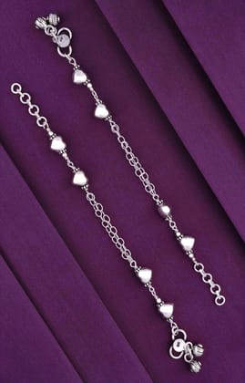 Hearts' Ecstasy Children Silver Anklet-None / Silver