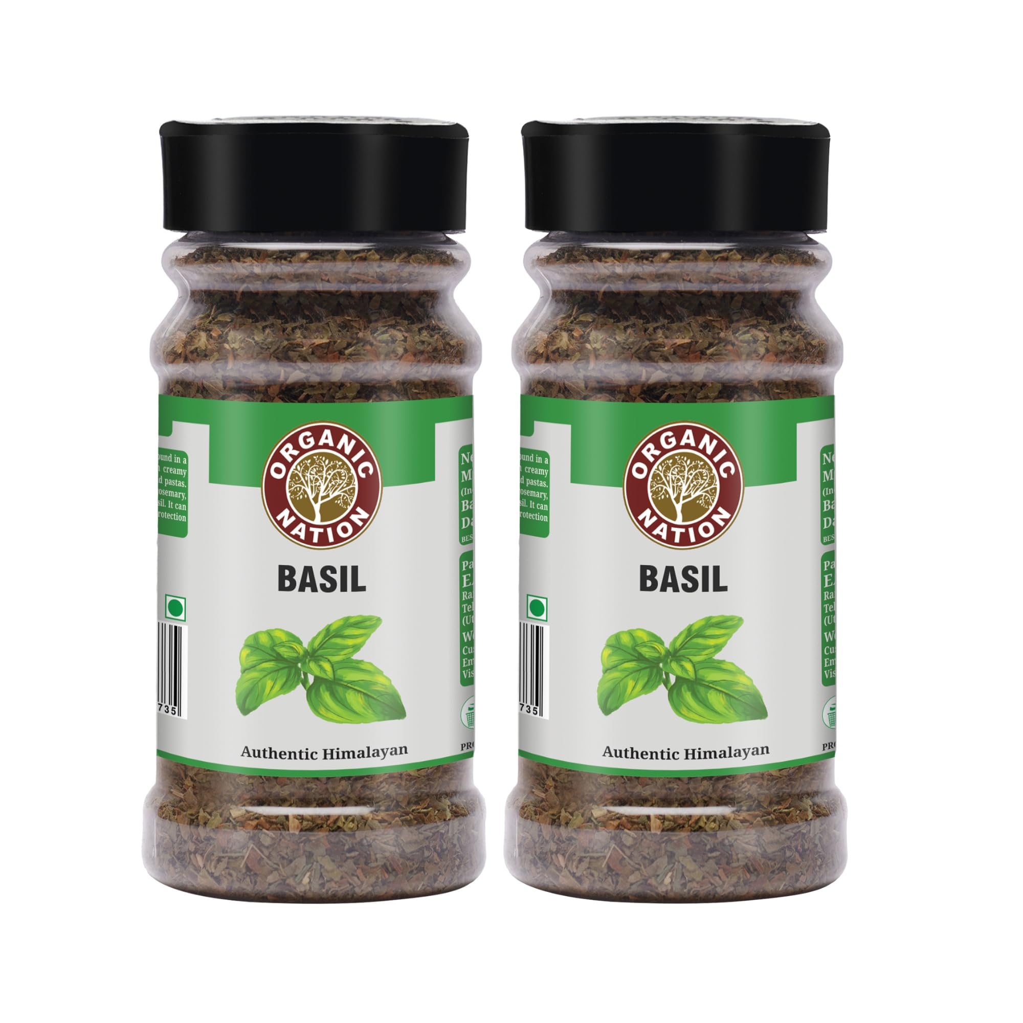 Organic Nation Basil Leaves 30g (pack of 2) | Premium Sun-Dried Basil for Italian, Thai & Continental Cooking