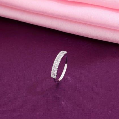 Minimalistic Zircon Plate Statement Silver Ring-White Stone / Silver / US 5 (15.6 mm Diameter)