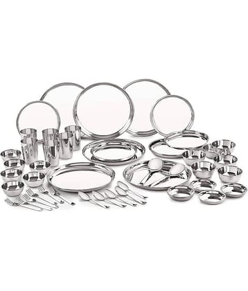 Neelam Premium Set of 50 Pic Silver Stainless Steel Dinner Set ( Pack of 1 )