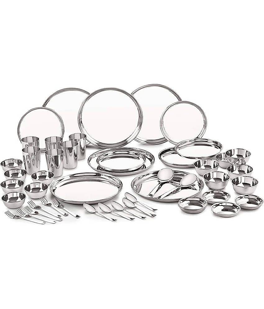 Neelam Premium Set of 50 Pic Silver Stainless Steel Dinner Set ( Pack of 1 )
