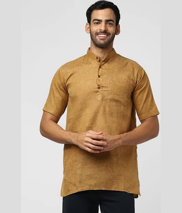 DESHBANDHU DBK - Gold Linen Men's Regular Kurta ( Pack of 1 )