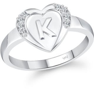 Vighnaharta Initial '' K '' Letter in heart ring alphabet for women