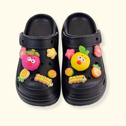 Fruit Jelly Heels Black Clogs-38