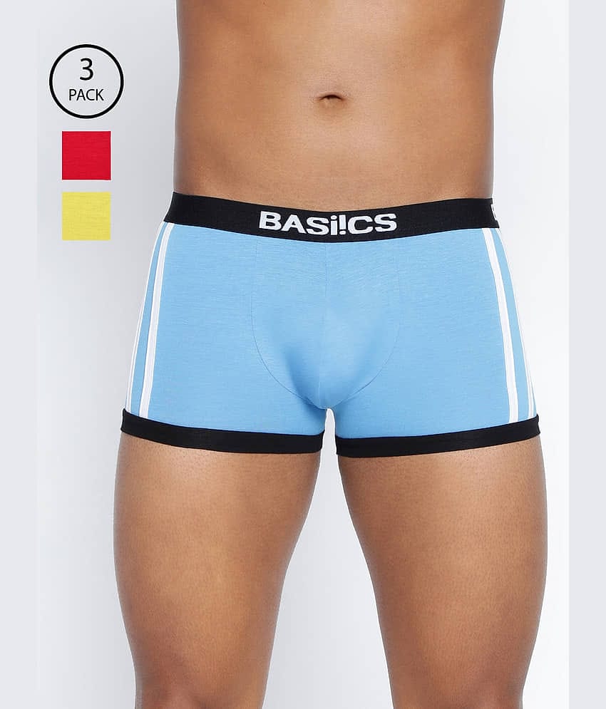 BASIICS By La Intimo Pack of 3 Cotton Blend Trunks For Men's ( Multi )