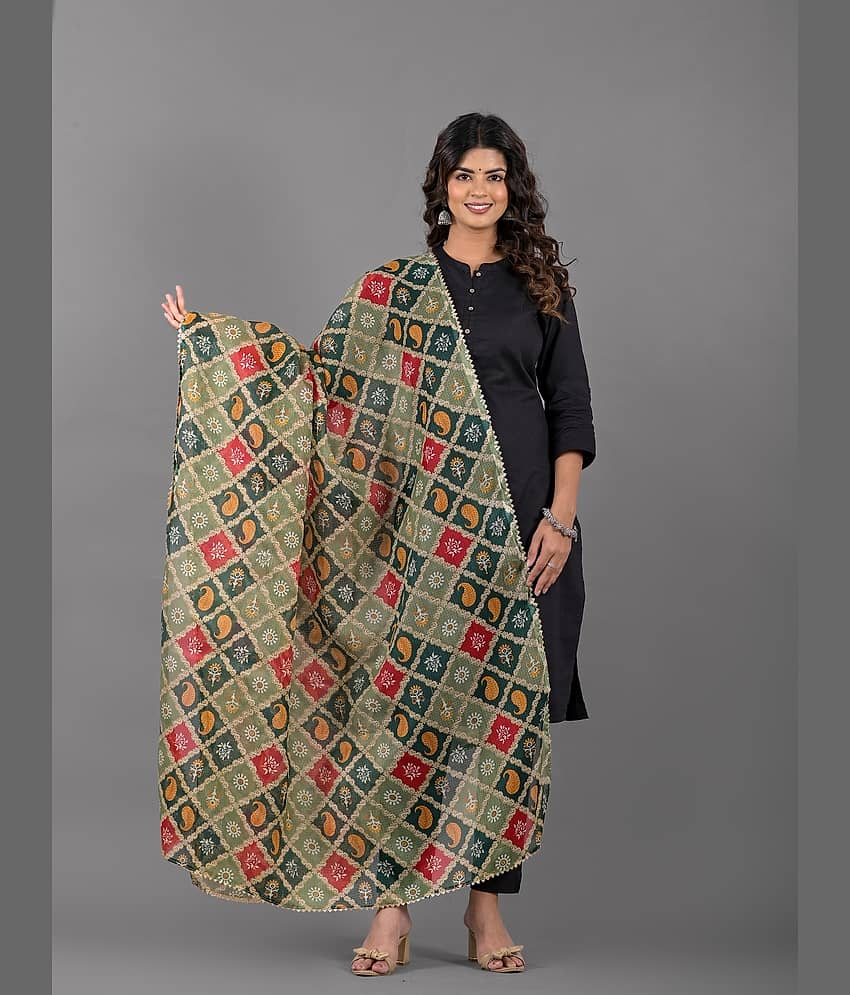 Apratim Green Cotton Blend Women's Dupatta - ( Pack of 1 )