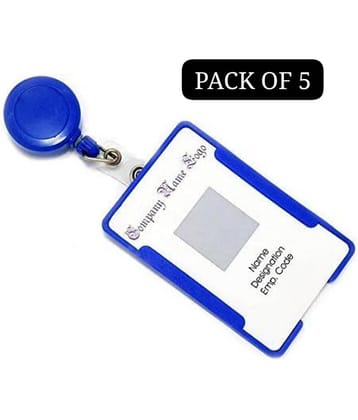 QitmirMKT Pack of 5 ID Card Holder with Retractable Reel YOYO for Office College Plastic Card Holder ( Pack 1 )