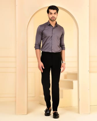 Slate Grey Solid Shirt-M