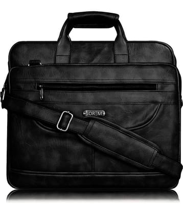 Lorem Black Faux Leather Office Bag