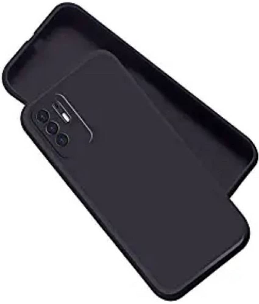 ZAMN - Black Silicon Plain Cases Compatible For Oppo F19 Pro Plus 5G ( Pack of 1 )