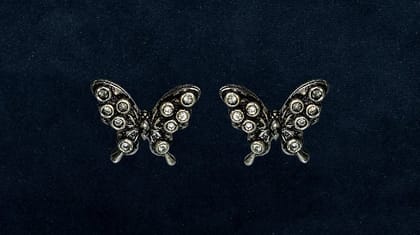 Bilasita Butterfly Stud Earrings (Oxidised Silver) | Intricate Vintage Charm | Everyday Casual