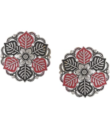 VIRAASI - Red Stud Earrings ( Pack of 1 )