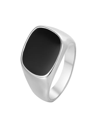 Solid Black Ring-9 / Silver