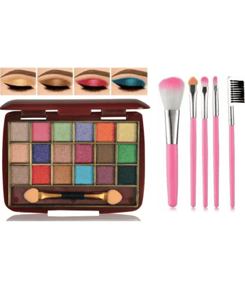 swenky 18color shimmer eyeshadow with makeup brushes (Pack of 2)