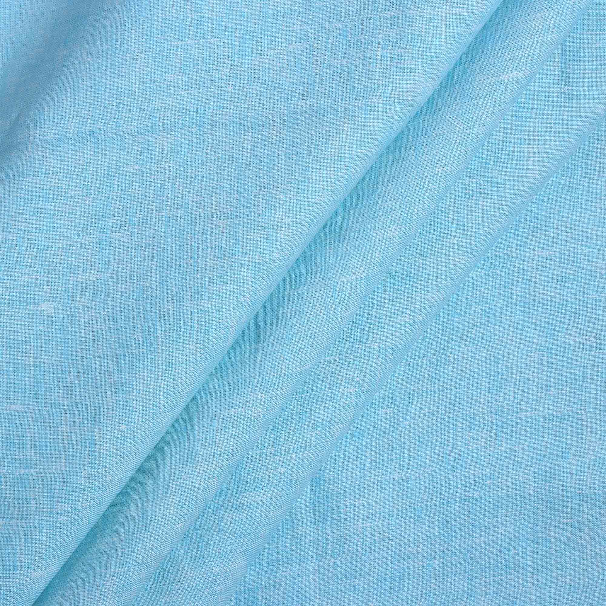 100% Linen, Yarn Dyed, Plain,Sky Blue, Men And Women, Unstitched Shirting Or Top Fabric-1 Meter