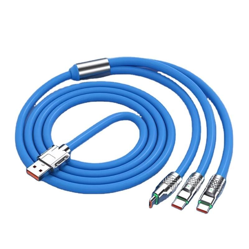 True Desire 3-in-1 Charging Cable Compatible for Android and iPhone 680 Mbps Speed (Blue)